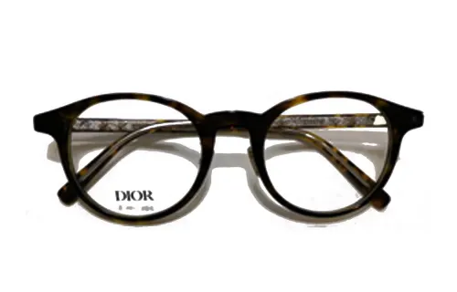 DIOR Plate Frame Irregular Shape Eyeglass Frames Unisex Brown