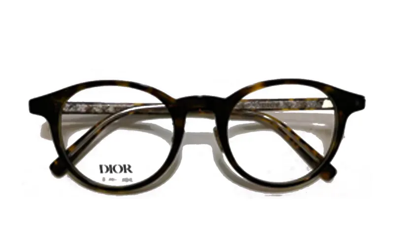 DIOR Plate Frame Irregular Shape Eyeglass Frames Unisex Brown