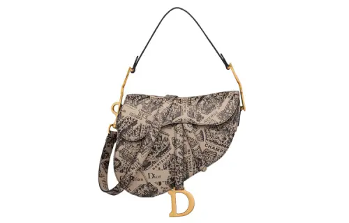 DIOR Saddle Calfskin Saddle Bag, Shoulder Bag, Crossbody Bag, Handbag Women's Beige/Black