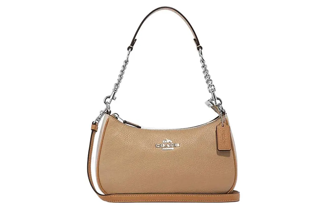 COACH Teri Refined Pebble Leather Shoulder Bag, Crossbody Bag Medium Women's Beige Yellow