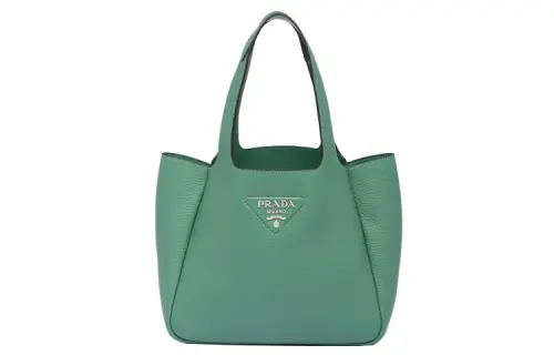 PRADA Leather Basket Bag Tote Bag, Shopping Bag, Handbag Women's Green