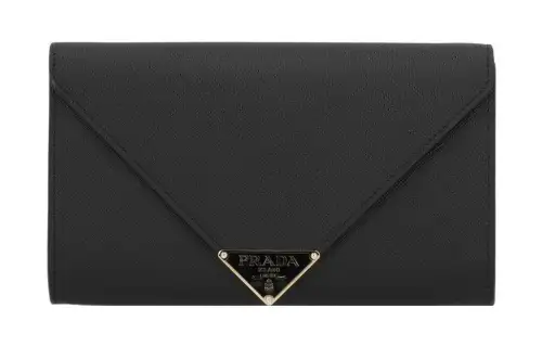 PRADA Saffiano Leather Portable One Shoulder Wallet Women's Black
