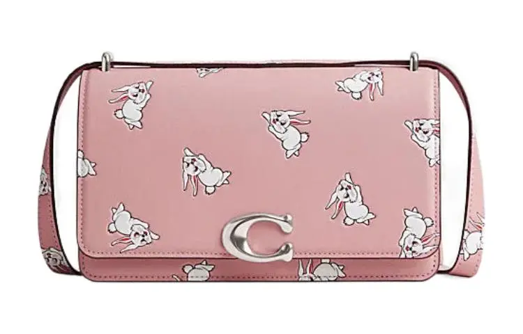 COACH Baymax Rabbit, Collaboration Bandit Cow Leather Envelope Bag, Handbag, Shoulder Bag Women's Pink