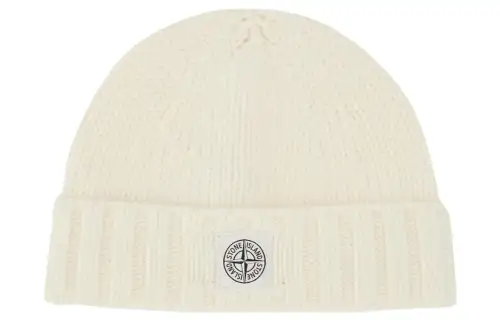 Stone Island Logo Patch Ribbed Beanie