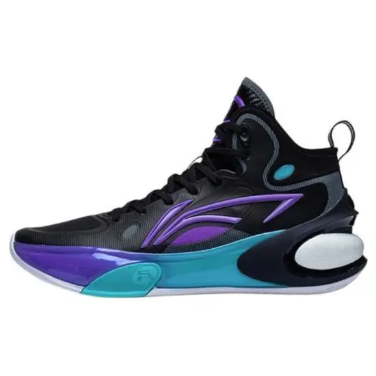 LiNing YuShuai 17 Cushioning Wear Resistant Mid Top Basketball Shoes Men's Black Purple
