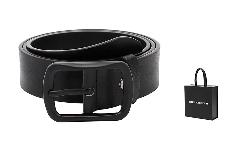 FREE RABBITⅡ Square Pin Buckle Cow Leather Belts Unisex 3.5cm Box