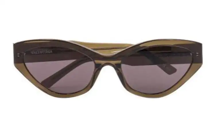 Balenciaga Acetate Irregular Shape Sunglasses Women's Brown