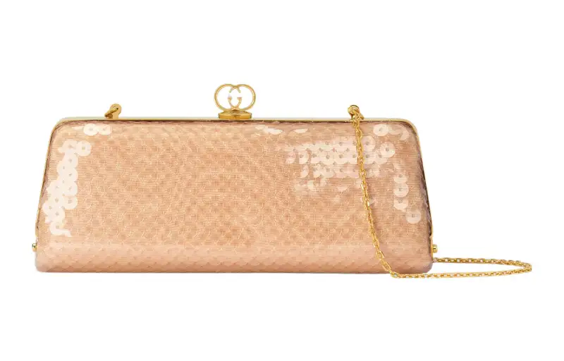 GUCCI Broadway Fabric Evening Clutch Bag Small Women's Beige