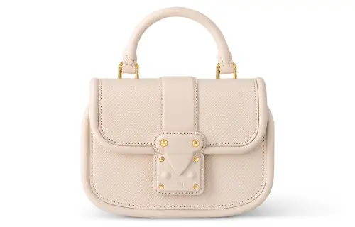 LOUIS VUITTON PI Grain Cow Leather Shoulder Bag, Crossbody Bag, Handbag Women's Beige