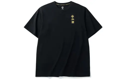 ANTA T Shirts Men's Black Crew Neck Moderate Straight Fit