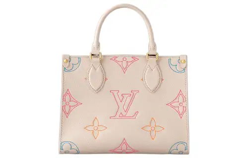 LOUIS VUITTON ONTHEGO Soft Grain Cow Leather Jungle Bag, Tote Bag, Shopping Bag, Handbag Small Women's Ecru