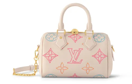 LOUIS VUITTON Speedy Embossed Soft Grain Cow Leather Handbag, Shoulder Bag, Crossbody Bag Regular Women's Beige