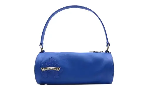 Chrome Hearts Leather Shoulder Bag, Cylinder Bag, Shoulder Bag, Handbag Small Women's Blue