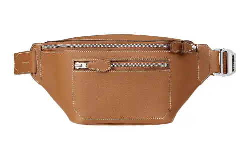 HERMES Cityslide Evercolor Leather Fanny Pack Women's 37Gold Gold Brown