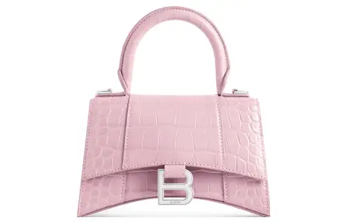 Balenciaga Hourglass Cow Leather Handbag Extra Small Women's Pink