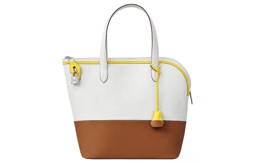 HERMES Evercolor & Swift Calfskin Tote Bag, Shopping Bag, Handbag Women's White & Naples Yellow