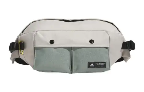 Adidas Recycled Polyester Plain Weave Fabric Fanny Pack Regular Unisex Ecru/Green