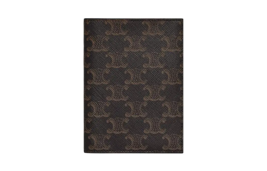 CELINE Triomphe Canvas Passport Holder Men's Black & Tan