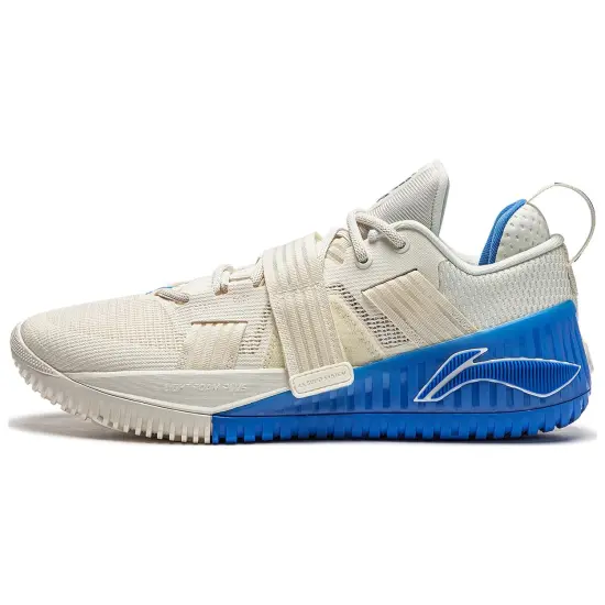 LiNing Rage Anti Slip Wear Resistant Low Top Basketball Shoes Men's White Blue