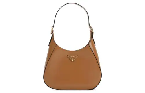 PRADA Leather Shoulder Bag Women's Brown