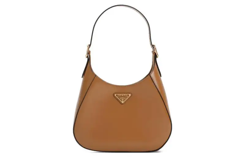 PRADA Leather Shoulder Bag Women's Brown