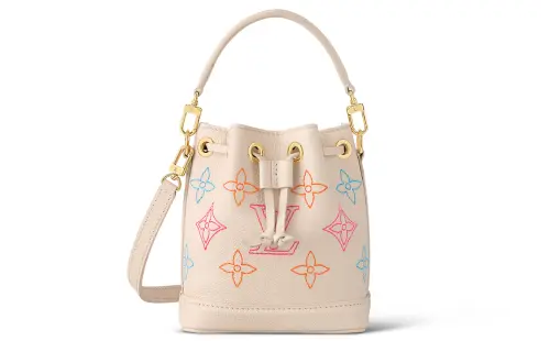 LOUIS VUITTON NOE Soft Grain Cow Leather Bucket Bag, Shoulder Bag, Crossbody Bag Mini Women's Light Beige