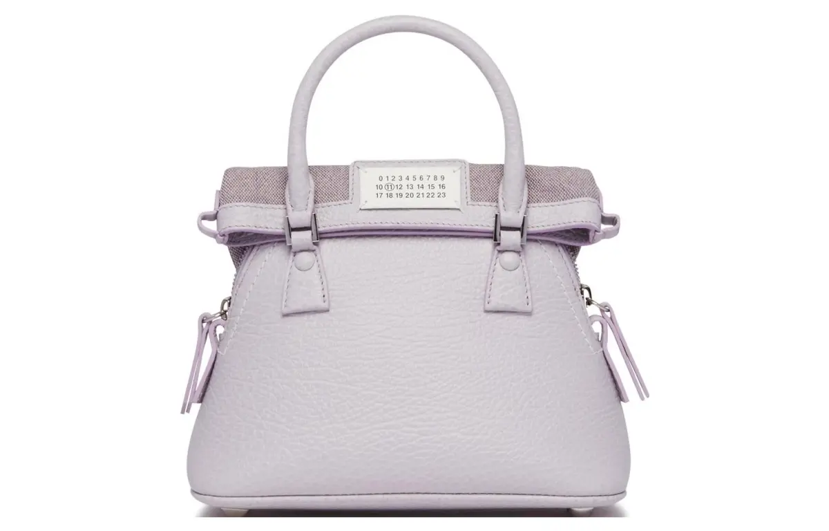 Maison Margiela 5AC Leather Handbag Medium Women's Purple