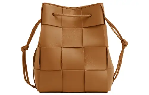 Bottega Veneta CASSETTE Sheepskin Bucket Bag, Shoulder Bag, Crossbody Bag Small Women's Camel
