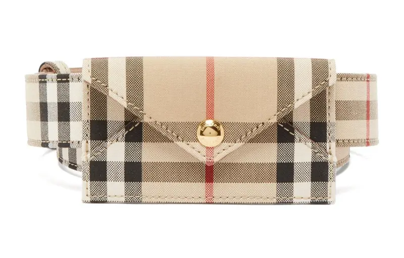 Burberry Canvas With Leather Canvas Bag Fanny Pack Women's Tan & Khaki