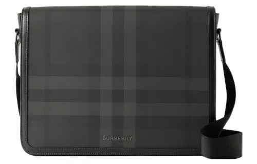 Burberry Artificial Leather With Cotton Shoulder Bag, Crossbody Bag Medium Men's Black