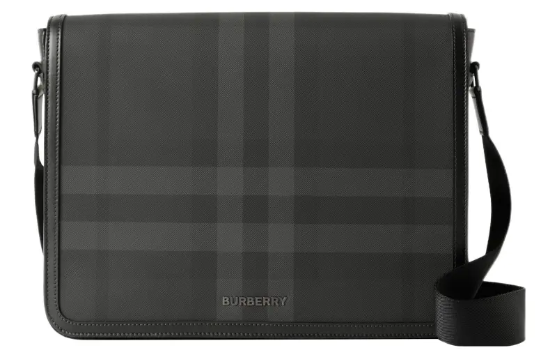 Burberry Artificial Leather With Cotton Shoulder Bag, Crossbody Bag Medium Men's Black