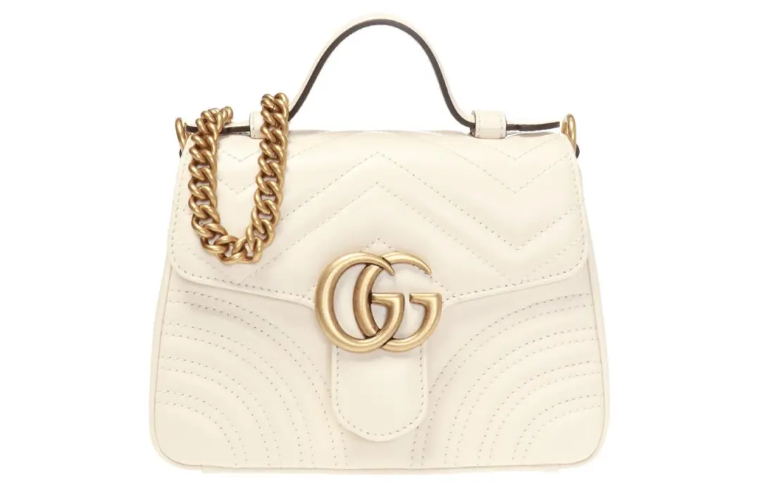 GUCCI Marmont Leather Messenger Bag, Shoulder Bag, Crossbody Bag, Handbag Mini Women's White