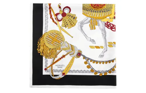 HERMES Scarves Unisex Black Gold Colorway