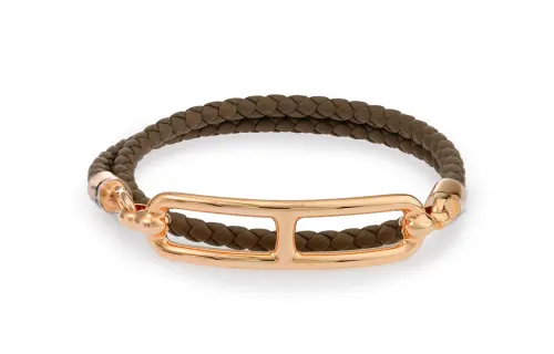 HERMES Roulis Bracelets Unisex Khaki Brown