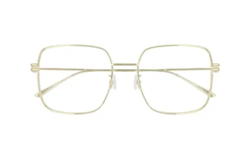 Bottega Veneta Metal Irregular Shape Eyeglass Frames Unisex Gold