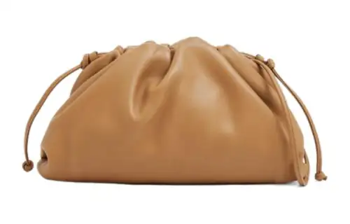 Bottega Veneta POUCH Cloud Bag Cow Leather One Shoulder Crossbody Clutch Mini Women's Brown Yellow