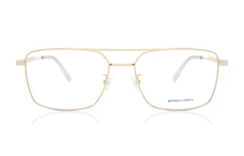 Bottega Veneta Metal Aviator Eyeglass Frames Unisex Gold