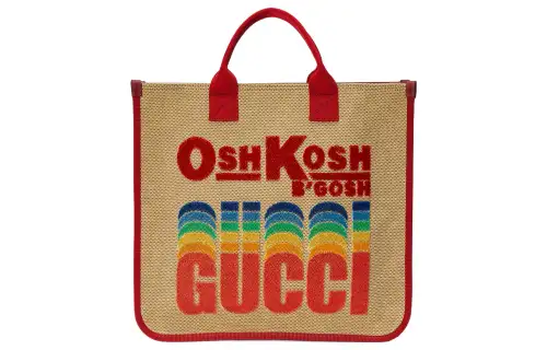 GUCCI OshKosh B'gosh Collaboration 100% Cotton With Satin Tote Bag, Shopping Bag, Handbag Kids' Beige/Red
