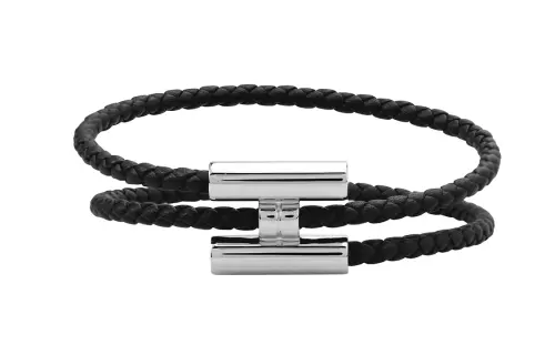 HERMES Tournis Tresse Cow Leather Wristbands Unisex