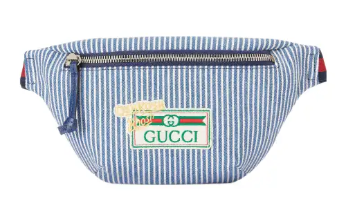 GUCCI Jumbo GG Cotton Fabric Fanny Pack Kids' Blue/Ivory White