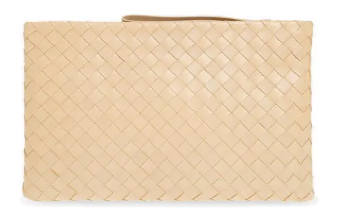 Bottega Veneta Lambskin Clutch Large Women's Light Beige Brown