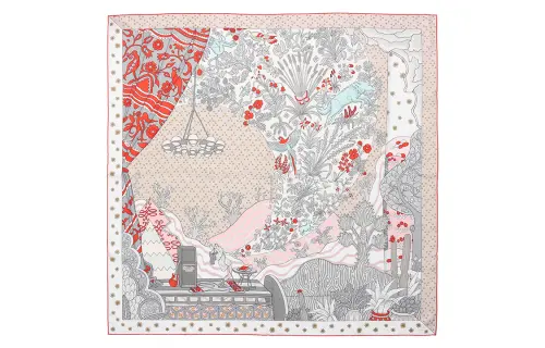 HERMES Le Premier Chant Scarves Women's Garnet Red