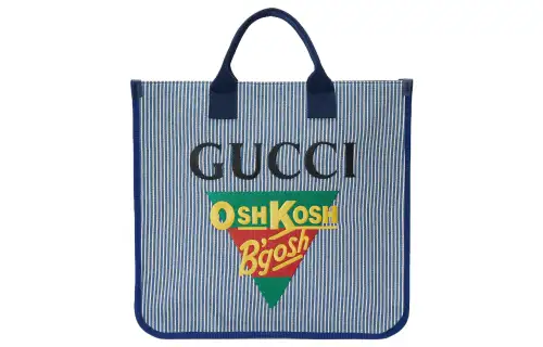 GUCCI X OshKosh B'gosh Collaboration Cotton Fabric With Grosgrain Pattern Tote Bag, Shopping Bag, Handbag Regular Kids'