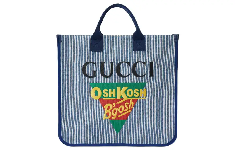GUCCI X OshKosh B'gosh Collaboration Cotton Fabric With Grosgrain Pattern Tote Bag, Shopping Bag, Handbag Regular Kids'