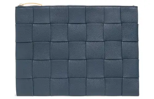 Bottega Veneta Calfskin Lambskin Clutch Medium Women's Blue