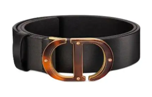 DIOR Pattern Calfskin Leather Belts Women's Black 
