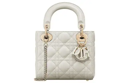 DIOR Lady Dior Sheepskin Handbag, Shoulder Bag, Crossbody Bag, Handbag Mini Women's Ivory Gray
