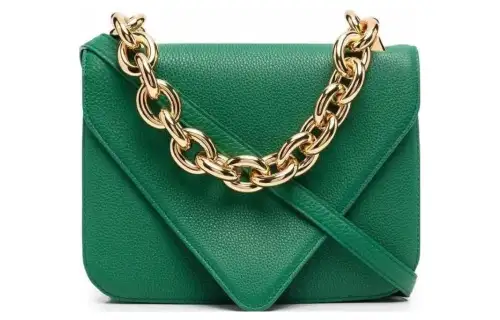 Bottega Veneta Cow Leather Envelope Bag, Shoulder Bag Small Women's Green
