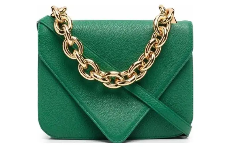 Bottega Veneta Cow Leather Envelope Bag, Shoulder Bag Small Women's Green