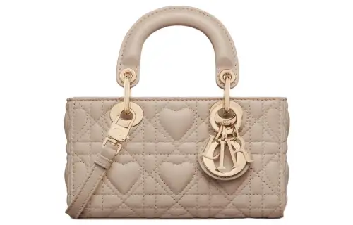 DIOR Lady D Joy Sheepskin Handbag, Shoulder Bag, Crossbody Bag, Handbag Extra Mini Women's Rouge Beige